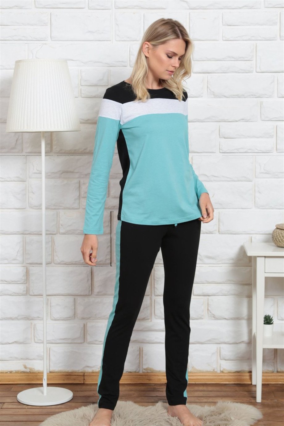 Vienetta Kadın Mint Uzun Kol Likralı Pijama Takım 0042370000