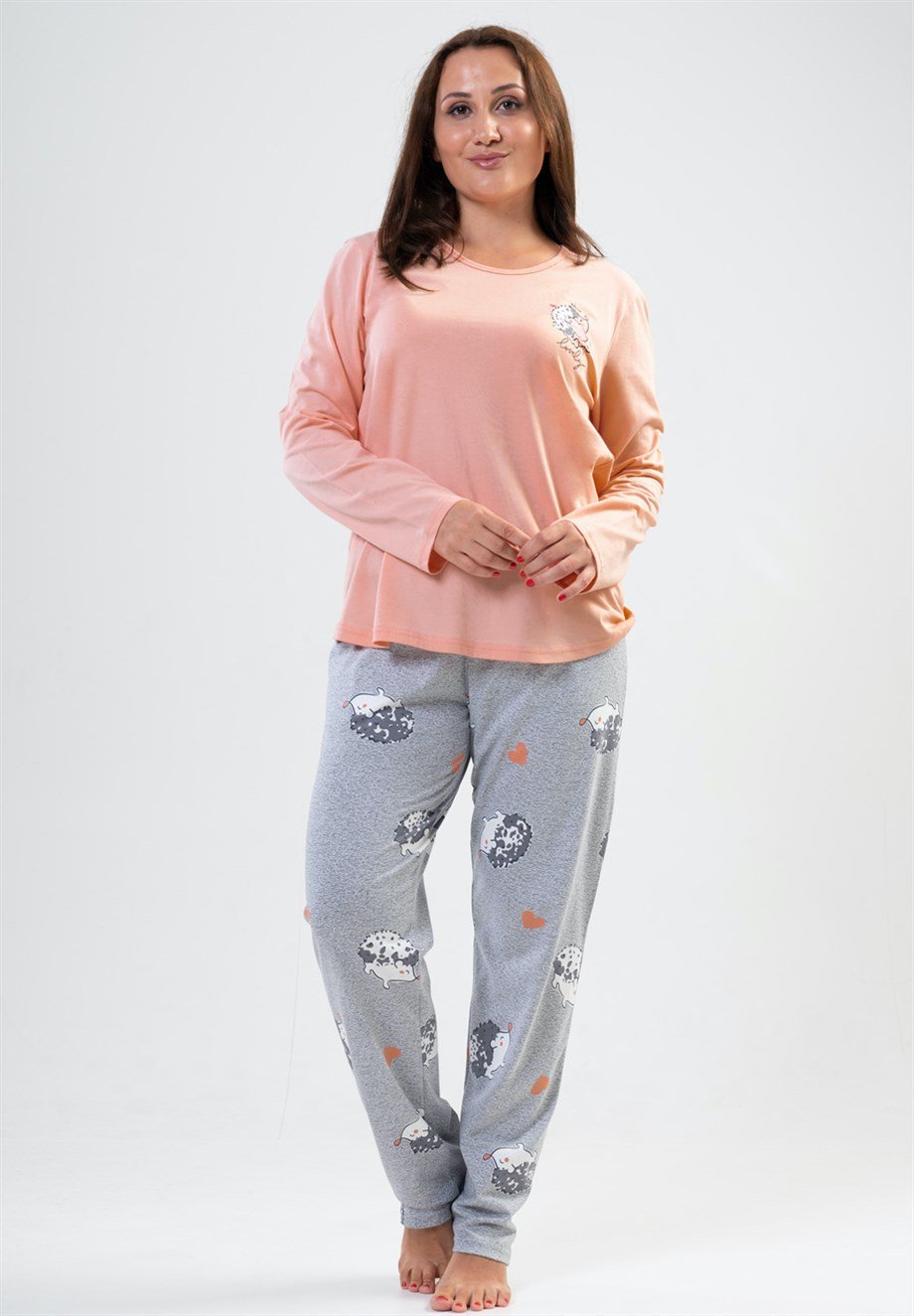 Vienetta Kadın Pembe Büyük Beden Uzun Kollu Pijama Takımı 2040790477