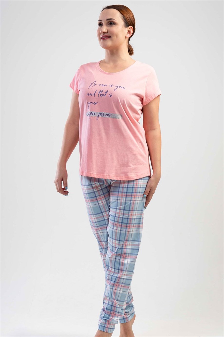 Vienetta Kadın (Pembe) Kısa Kollu Büyük Beden Pijama Takımı 1110570304 