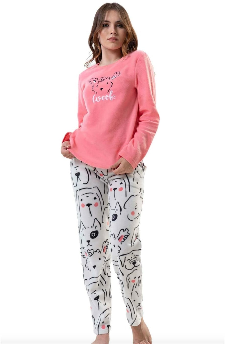 Vienetta Kadın Pembe Polar Uzun Kollu Pijama Takımı 2030290353
