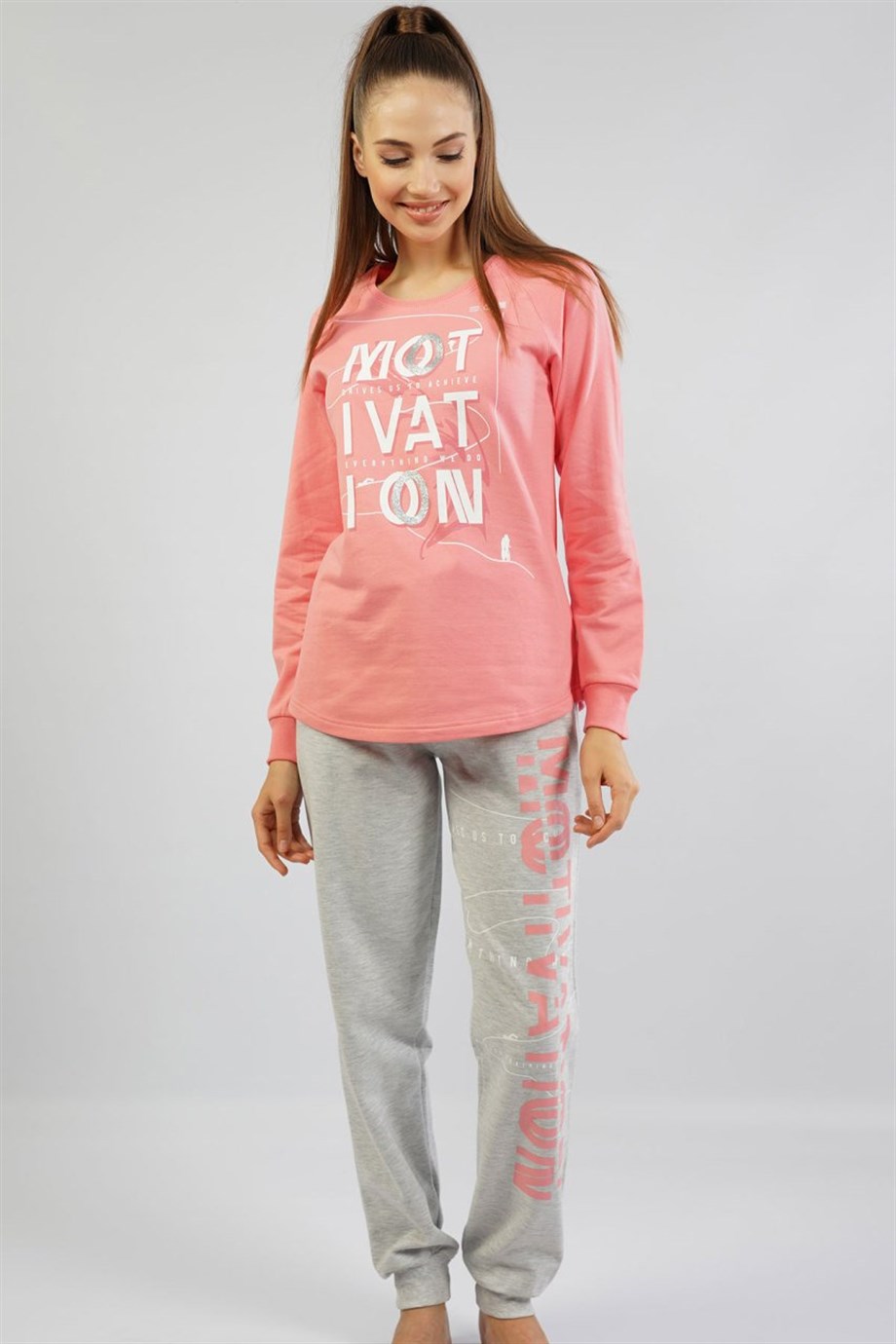 Vienetta Kadın Pembe Uzun Kol Cepli Manşetli Pijama Takım 1052190000