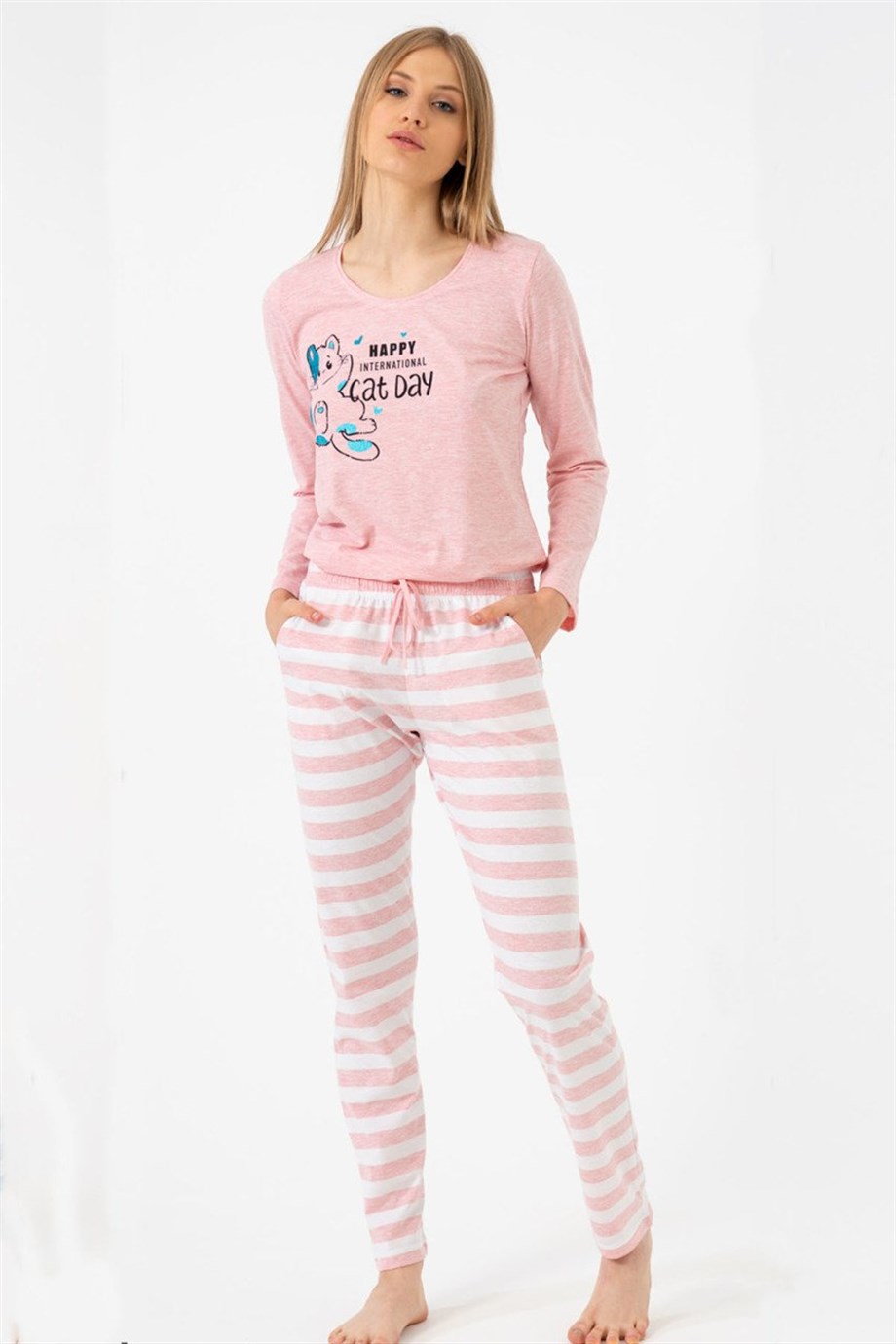 Vienetta Kadın Pembe Uzun Kol Pijama Takım 1061850000