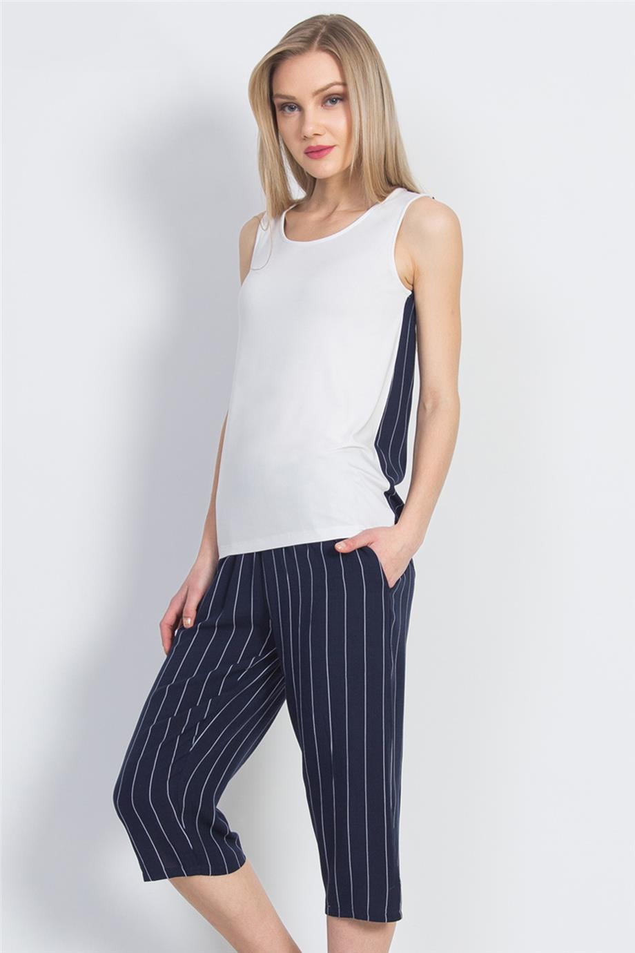 Vienetta Kadın Pijama Caprı Kolsuz