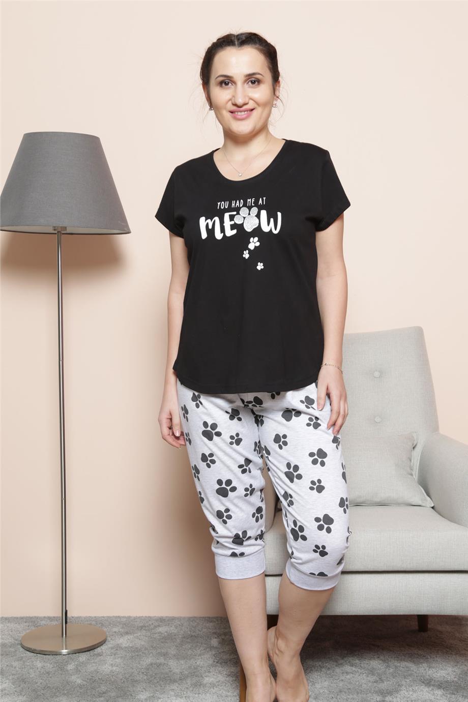 Vienetta Kadın Pijama K.Kol Caprı Battal