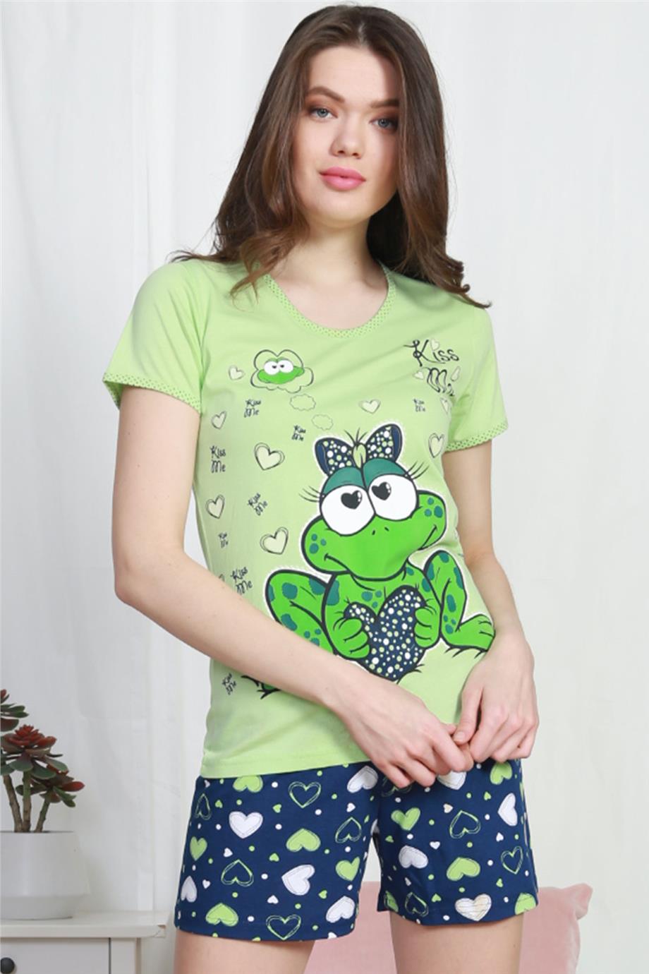 Vienetta Kadın Pijama K.Kol Sort