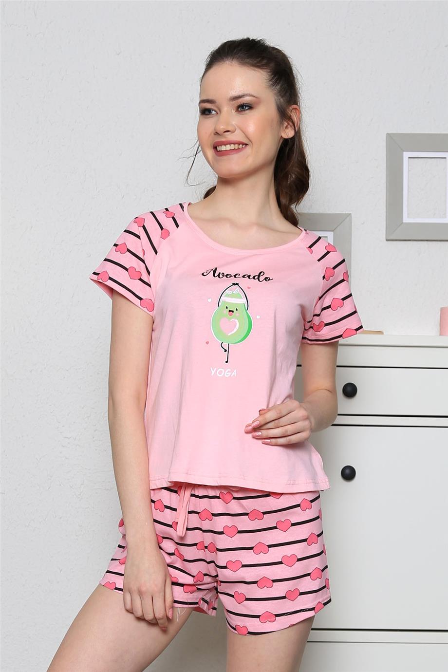 Vienetta Kadın Pijama K.Kol Sort