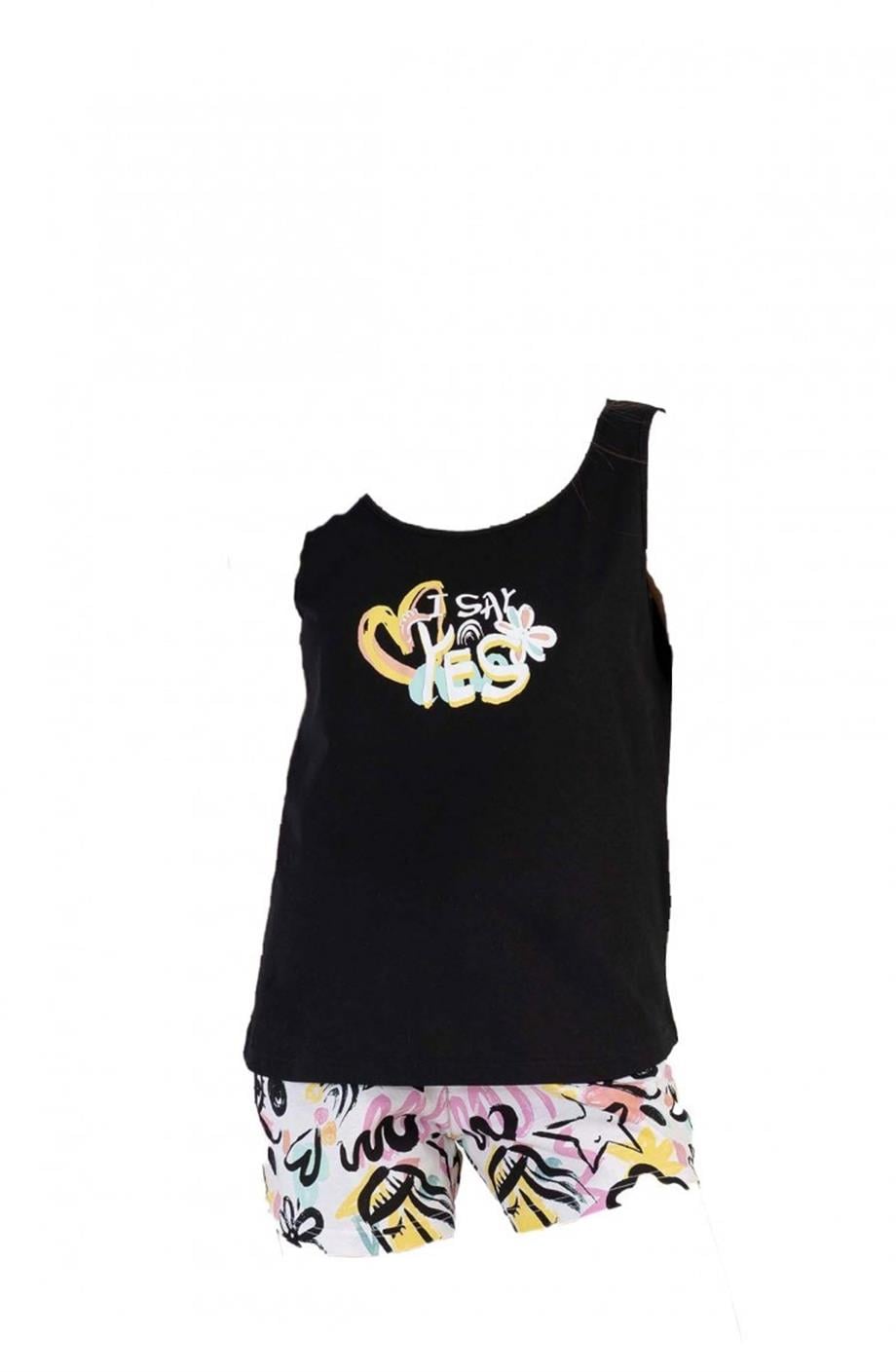 Vienetta Kadın Siyah Kalın Askılı Şortlu Pijama Takımı