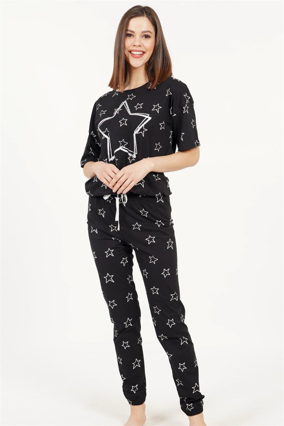 Vienetta Kadın (Siyah) Kısa Kollu Manşetli Pijama Takımı 1030481191