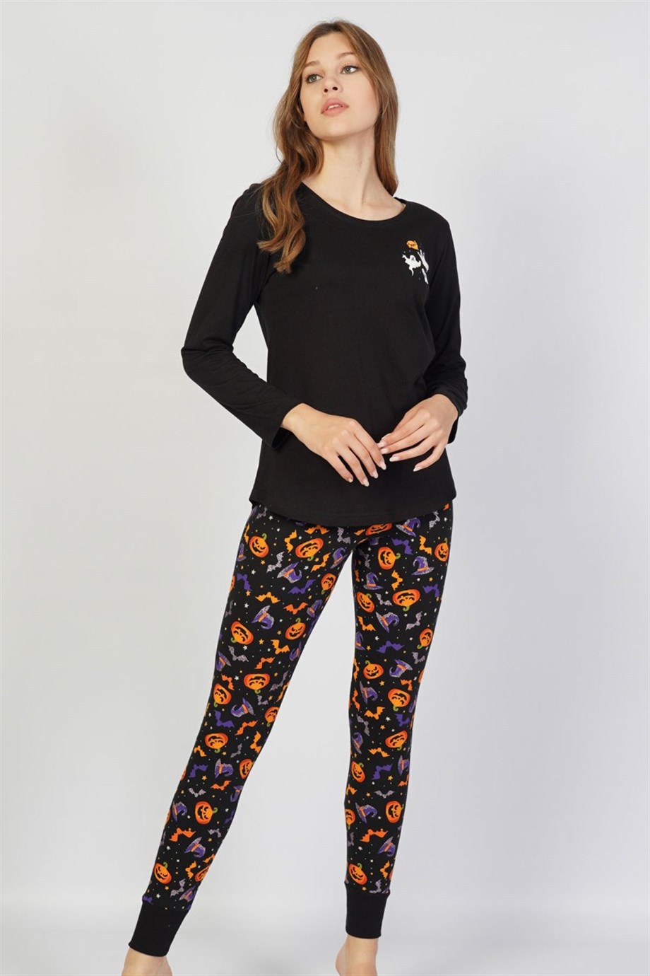 Vienetta Kadın (Siyah) Uzun Kollu Manşetli Pijama Takımı 1060959245 