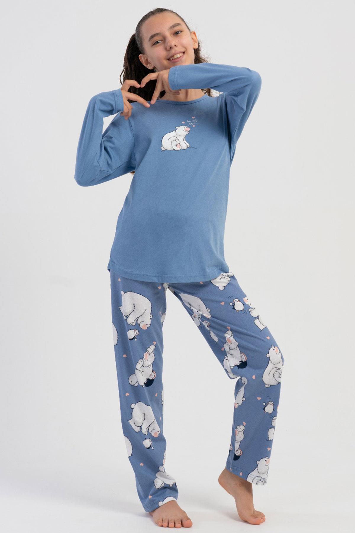 Vienetta Kids 5040401122 Kız Çocuk Uzun Kollu Pijama Takımı