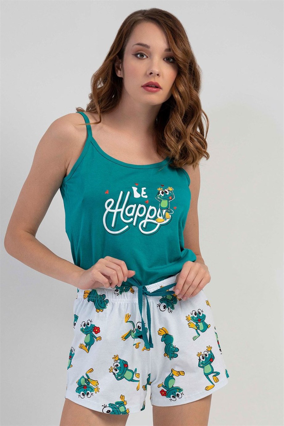 Vienetta (Mint) Kadın İp Askılı Şortlu Pijama Takımı 1100365860