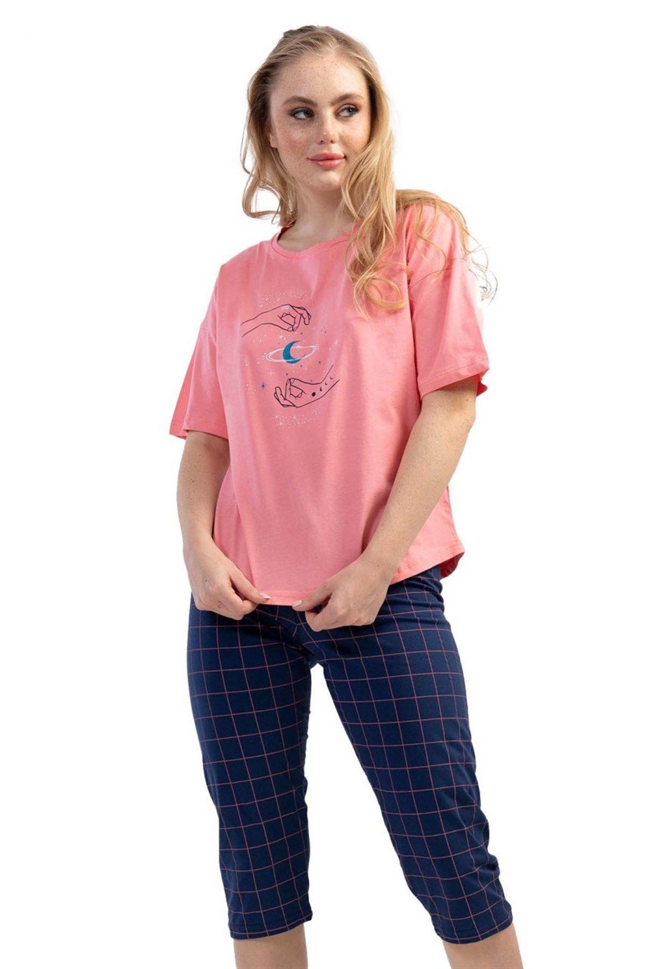 Vienetta (Pembe) Kadın Kısa Kollu Kapri Pijama Takımı 1100450253