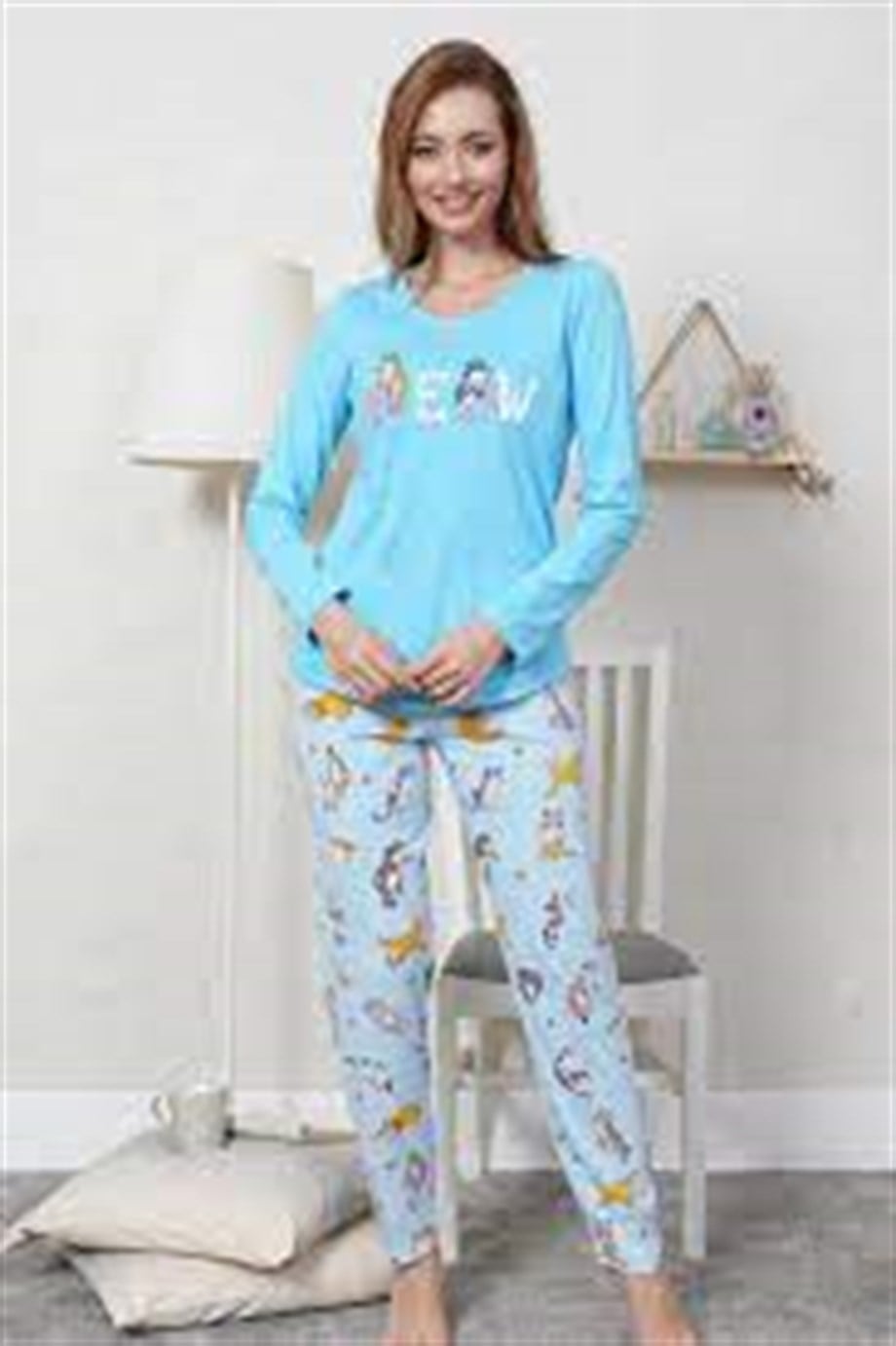 Vienetta (Turkuaz) Kadın Uzun Kollu Pijama Takımı  0040349581