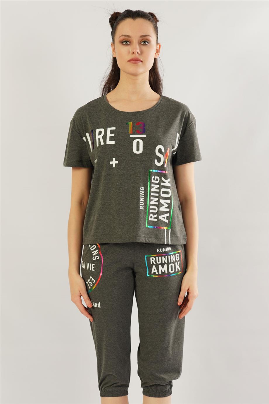 Vienetta Vienetta Kadın Kısa Kollu Caprı Pijama Takımı