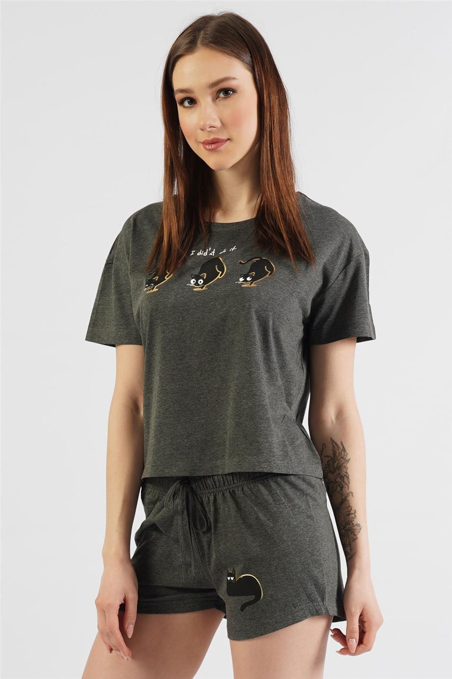 Vienetta Vienetta Kadın Kısa Kollu Şortlu Pijama Takımı
