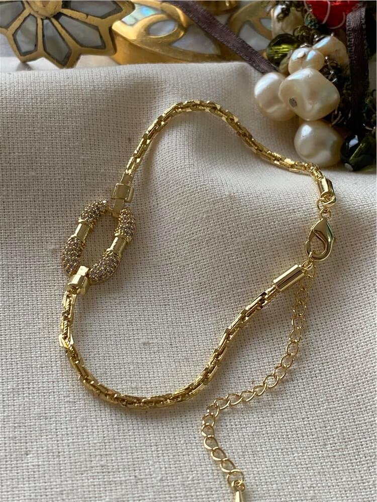 14K Asansörlü Geçme Zincirli Lock Charm Bileklik