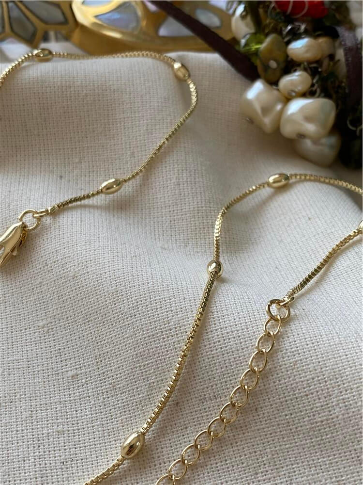 14K Badem Detaylı Kare Zincir