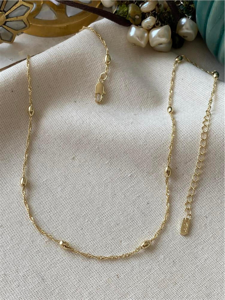 14K Badem Detaylı Sarmal Zincir