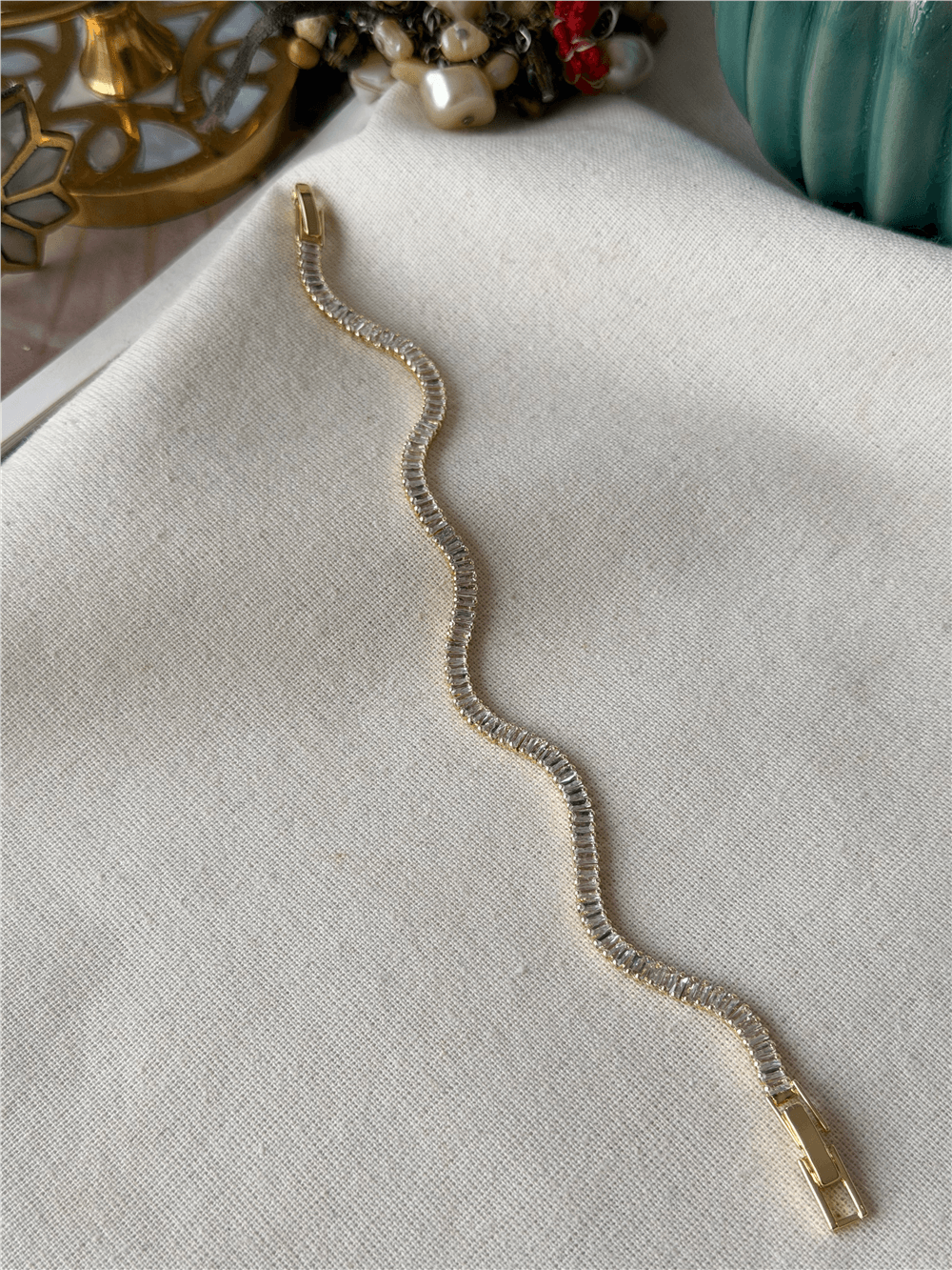 14K Dalgalı Baget Suyolu Bileklik