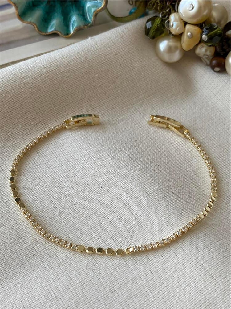 14K Ezme Detaylı İnce Suyolu Bileklik