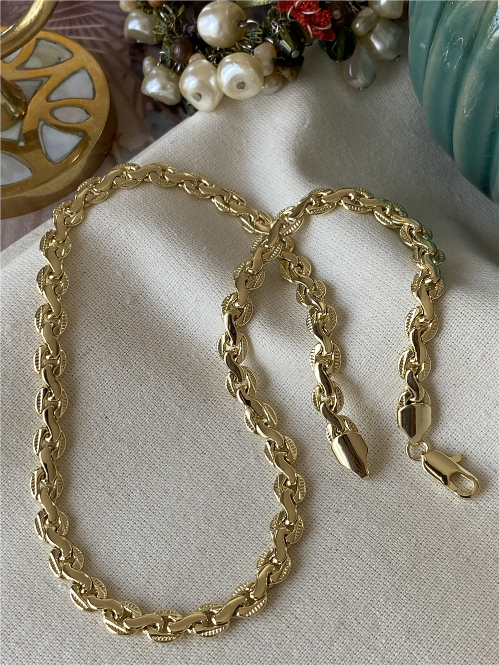 14K Ezme Wave Model Zincir Kolye