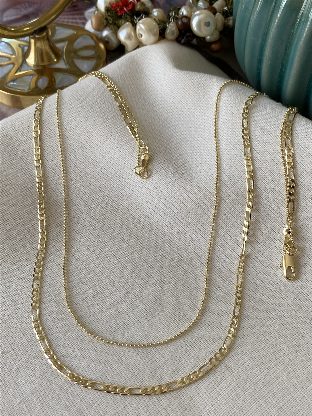 14K İkili Figaro Model Kolye