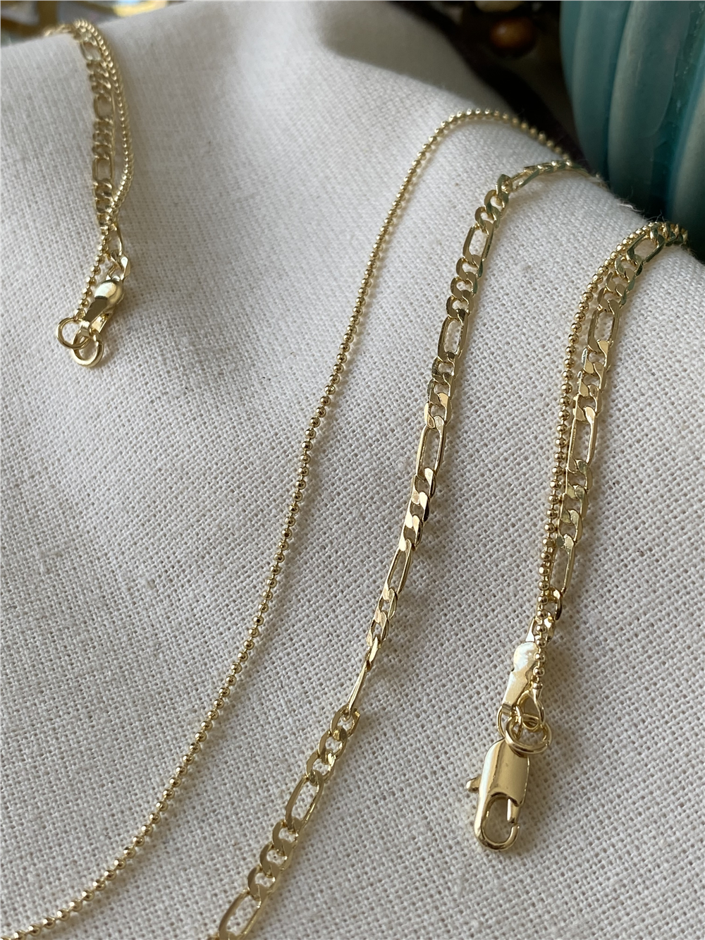14K İkili Figaro Model Kolye