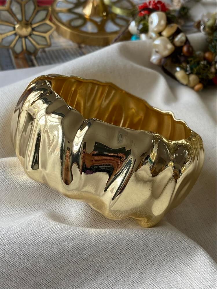 14K Kıvrımlı Geniş Kelepçe