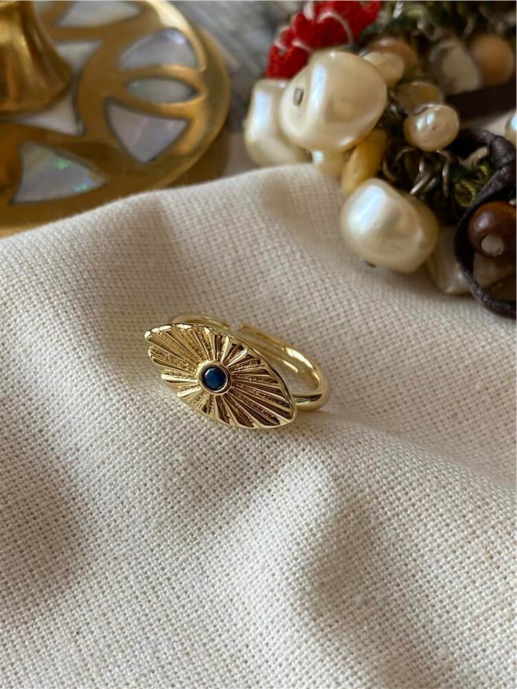 14K Mavi Taşlı Oval Model Serçe Parmak Yüzüğü