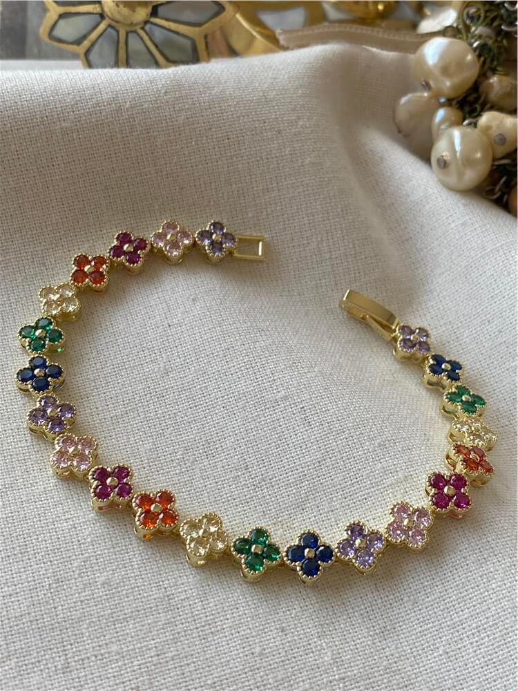 14K Renkli Taşlı Cleef Model Bileklik
