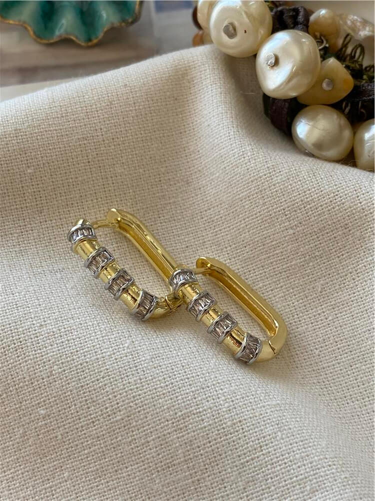 14K Silver Taş Sarmal Oval Küpe