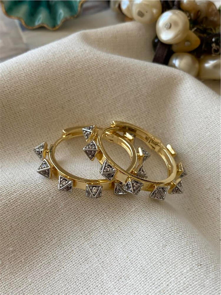 14K Silver Trok Detaylı Halka Küpe