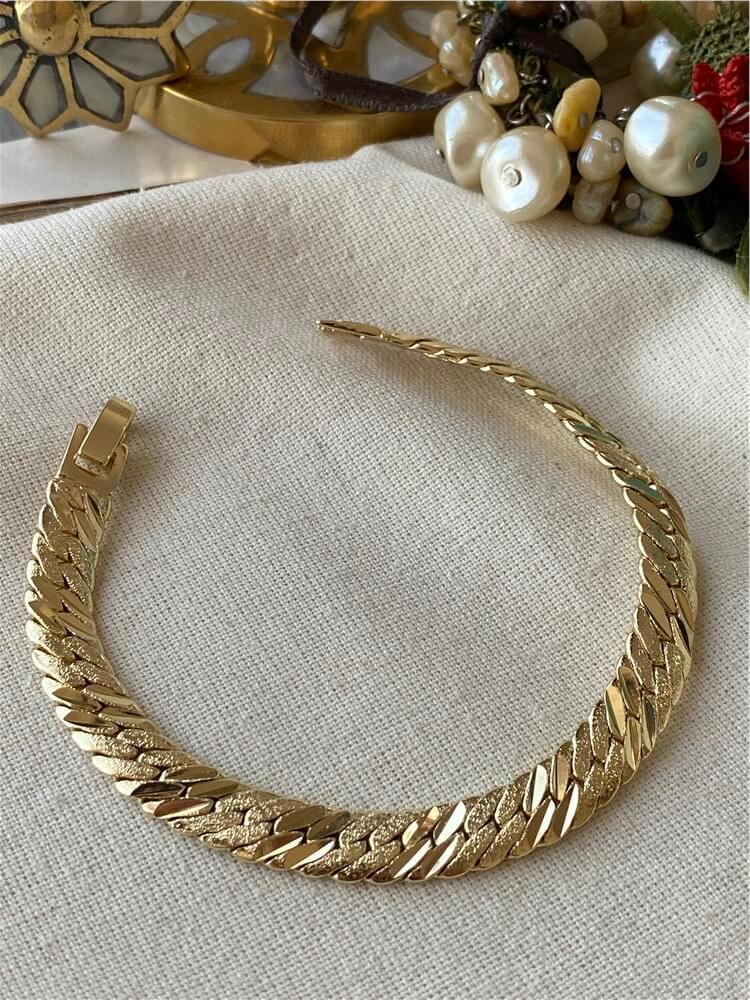 14K Sim Detaylı Yassı Sık Örme Bileklik