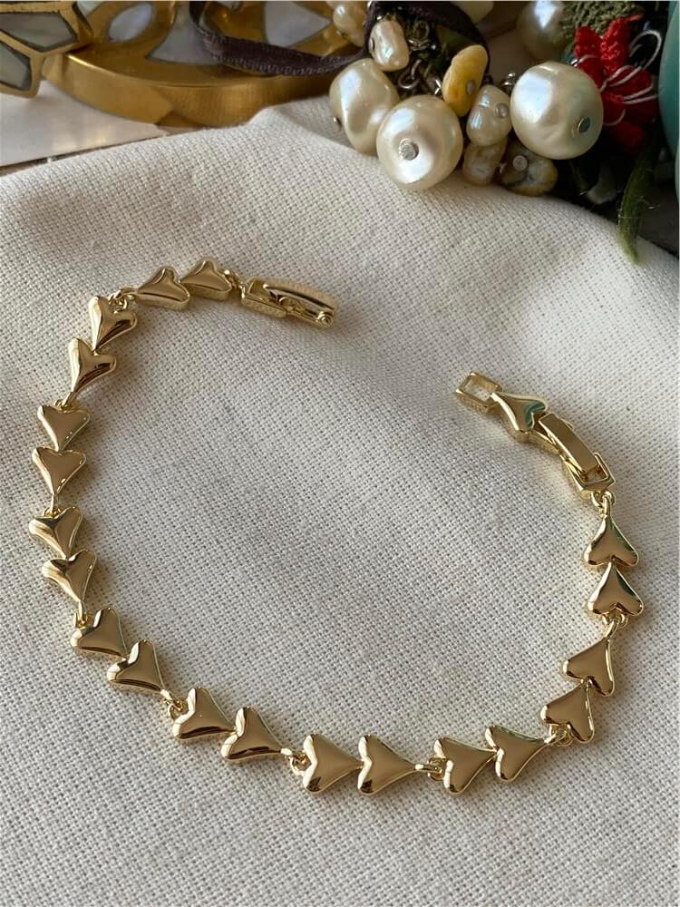 14K Sıralı Kalpler Bileklik