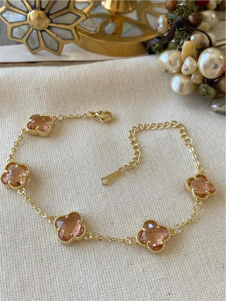 14K Somon Taşlı Cleef Bileklik