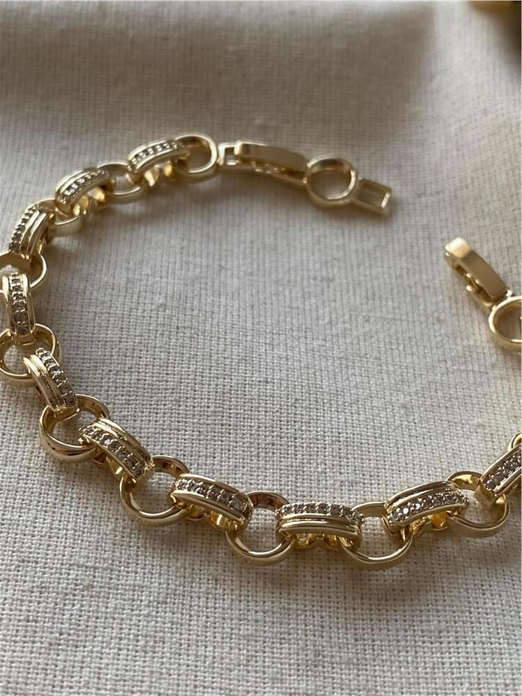 14K Taşlı Geçmeli Halkalar Bileklik