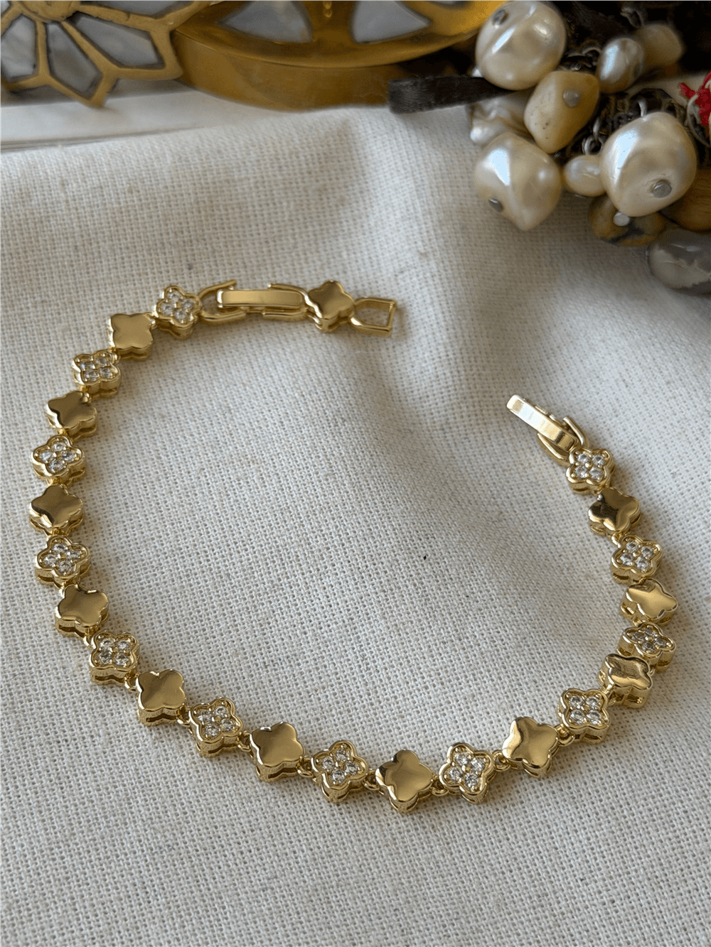 14K Taşlı Mini Cleef Bileklik