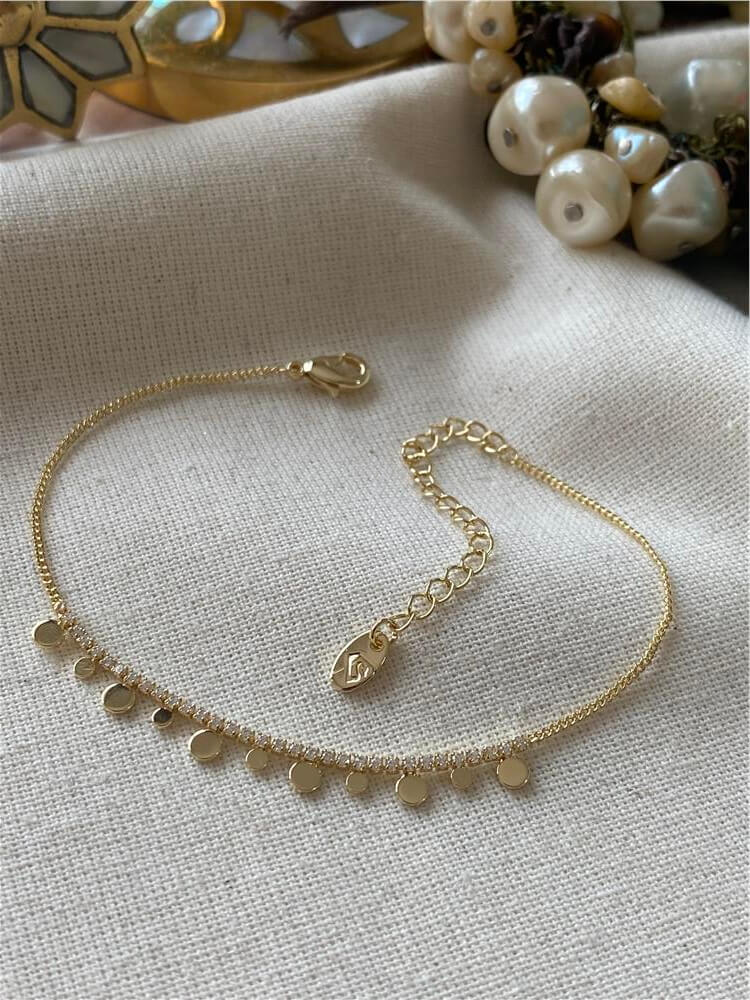 14K Taşlı Minimal Pul Bileklik