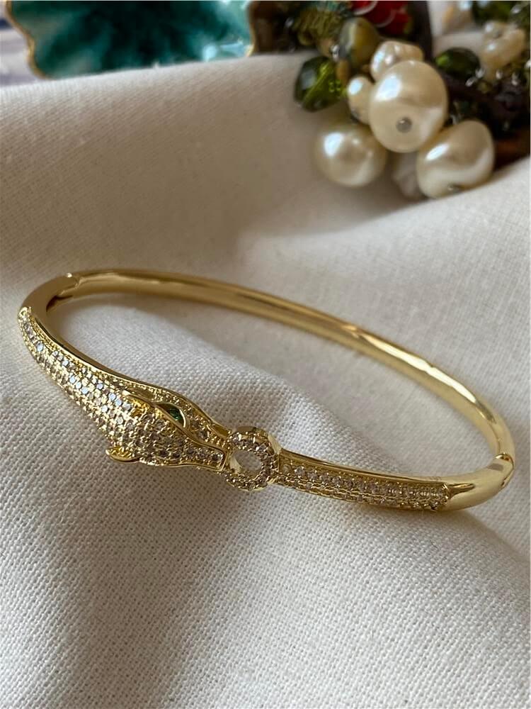 14K Yeşil Gözlü Yılan Model Kelepçe