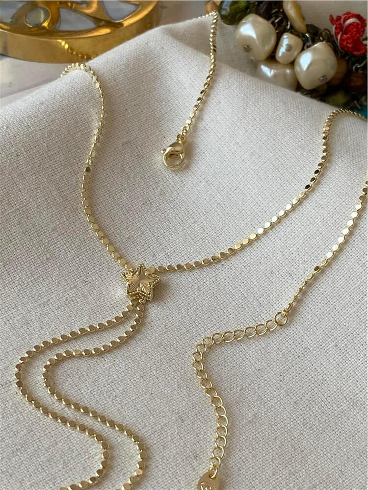 14K Yıldız Detaylı Y Model Kolye