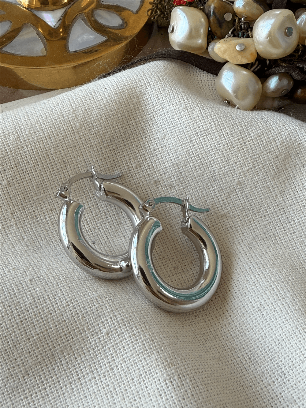2 cm Silver Boru Halka Küpe
