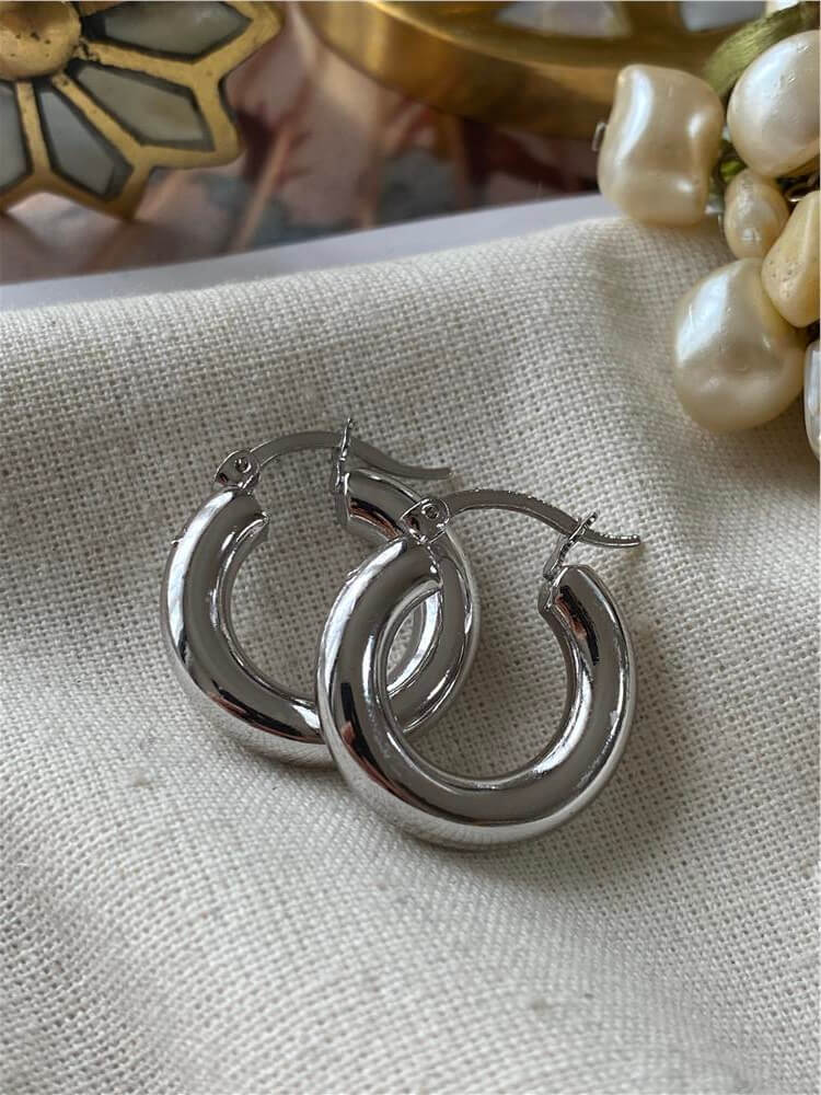 2 cm Silver Mini Boru Halka Küpe