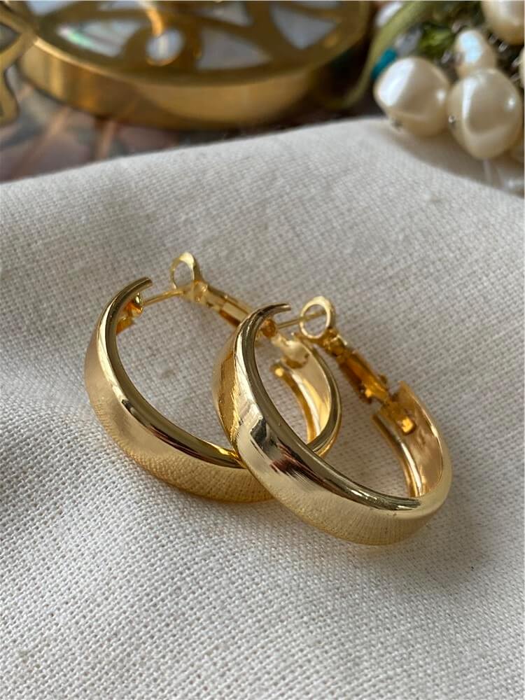 2,5 cm Gold Küt Halka Küpe