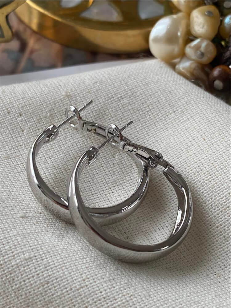 2,5 cm Silver Küt Bombeli Halka Küpe