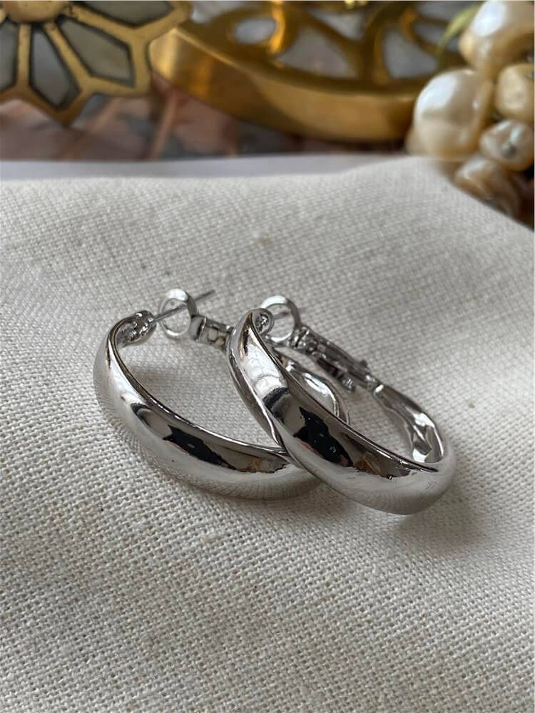 2,5 cm Silver Küt Bombeli Halka Küpe