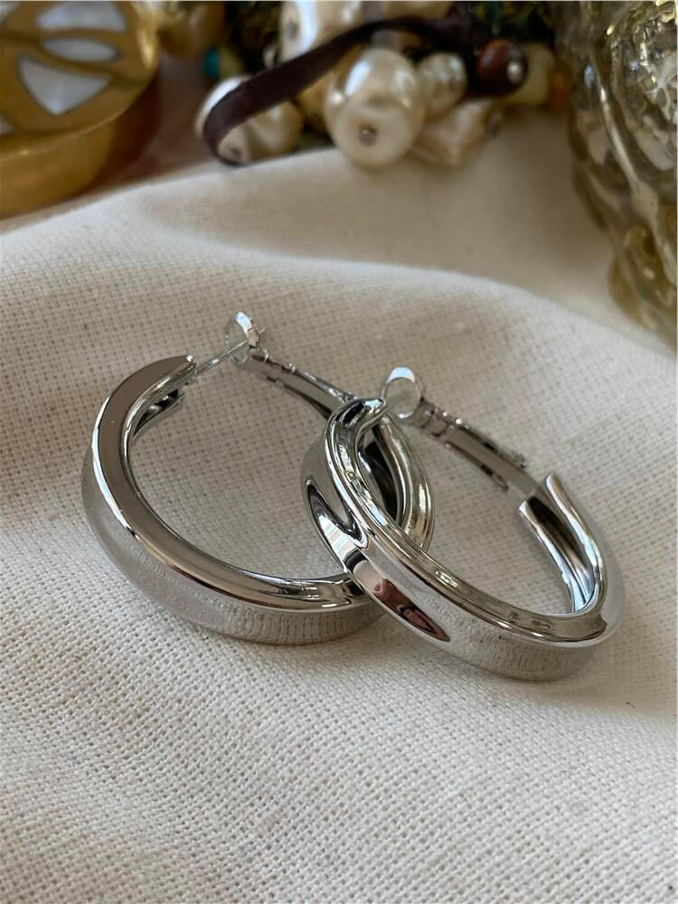3 cm Silver Küt Halka Küpe