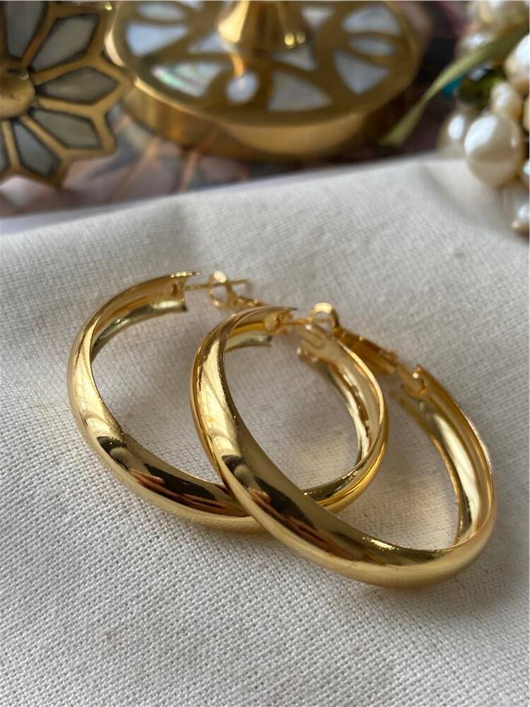 4 cm Gold Bombeli Halka Küpe