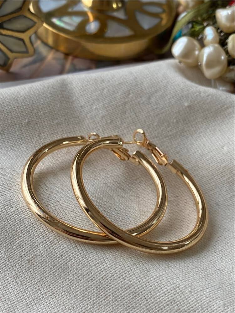 4 cm Gold Boru Halka Küpe