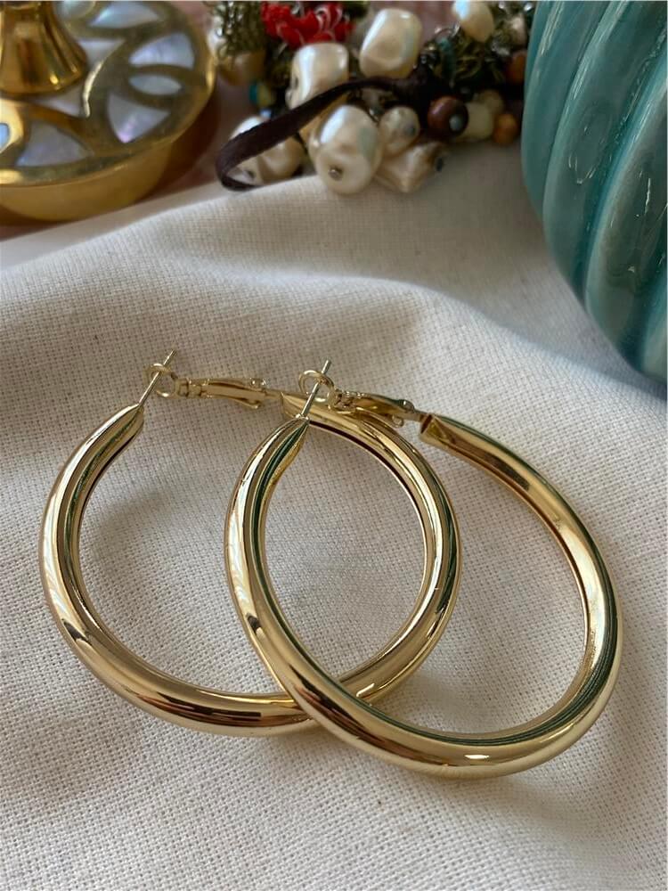 5 cm Gold Boru Halka Küpe