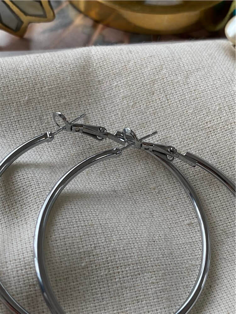 5 cm Silver İnce Halka Küpe